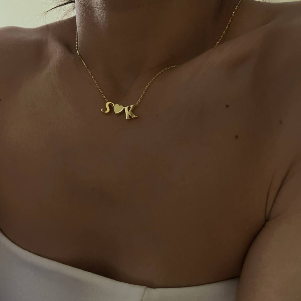 KRAGE MED HJÄRTA & DUOBREV | 925 SILVER