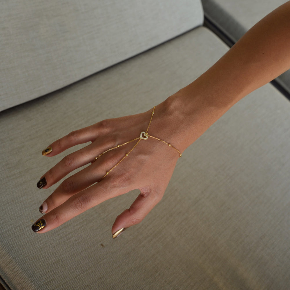 MINI HJÄRTA HANDKEDJA | 925 SILVER