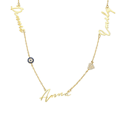 3‘ER NAMENSKETTE MIT NAZARSTEIN UND HERZ (8554035642711)