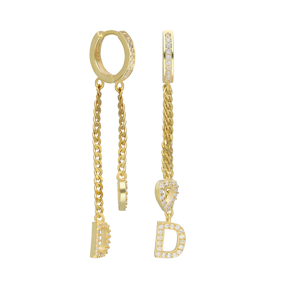 HÄNGANDE LETTERÖRHÄNGEN MED HJÄRTA II | 925 SILVER