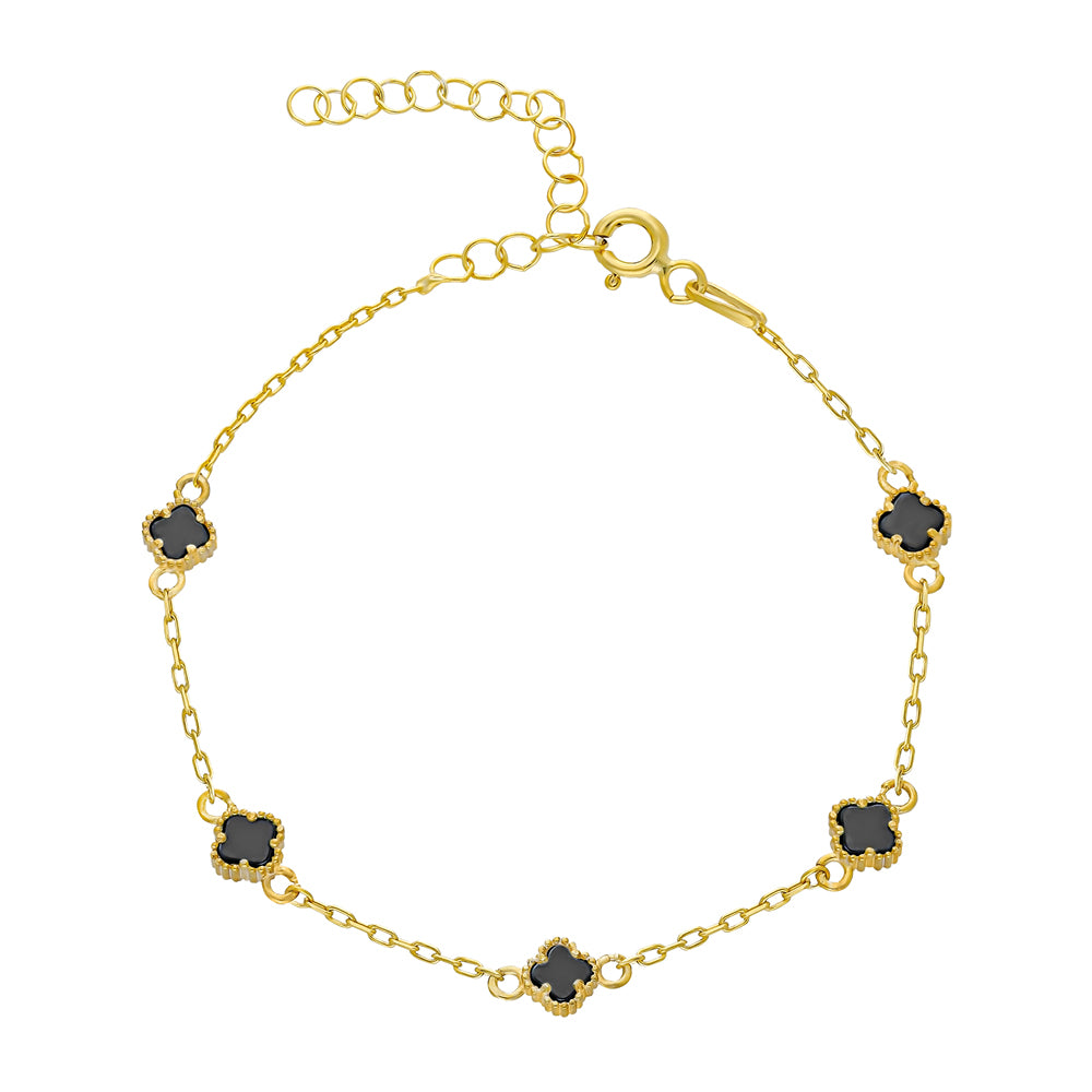 MINIMAL SVART KLÖVER ARMBAND | 925 SILVER