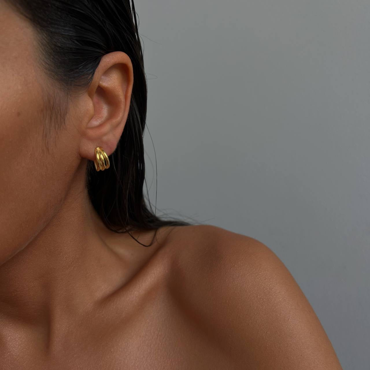 Dreispurig hoop Ohrring (7040787808301)