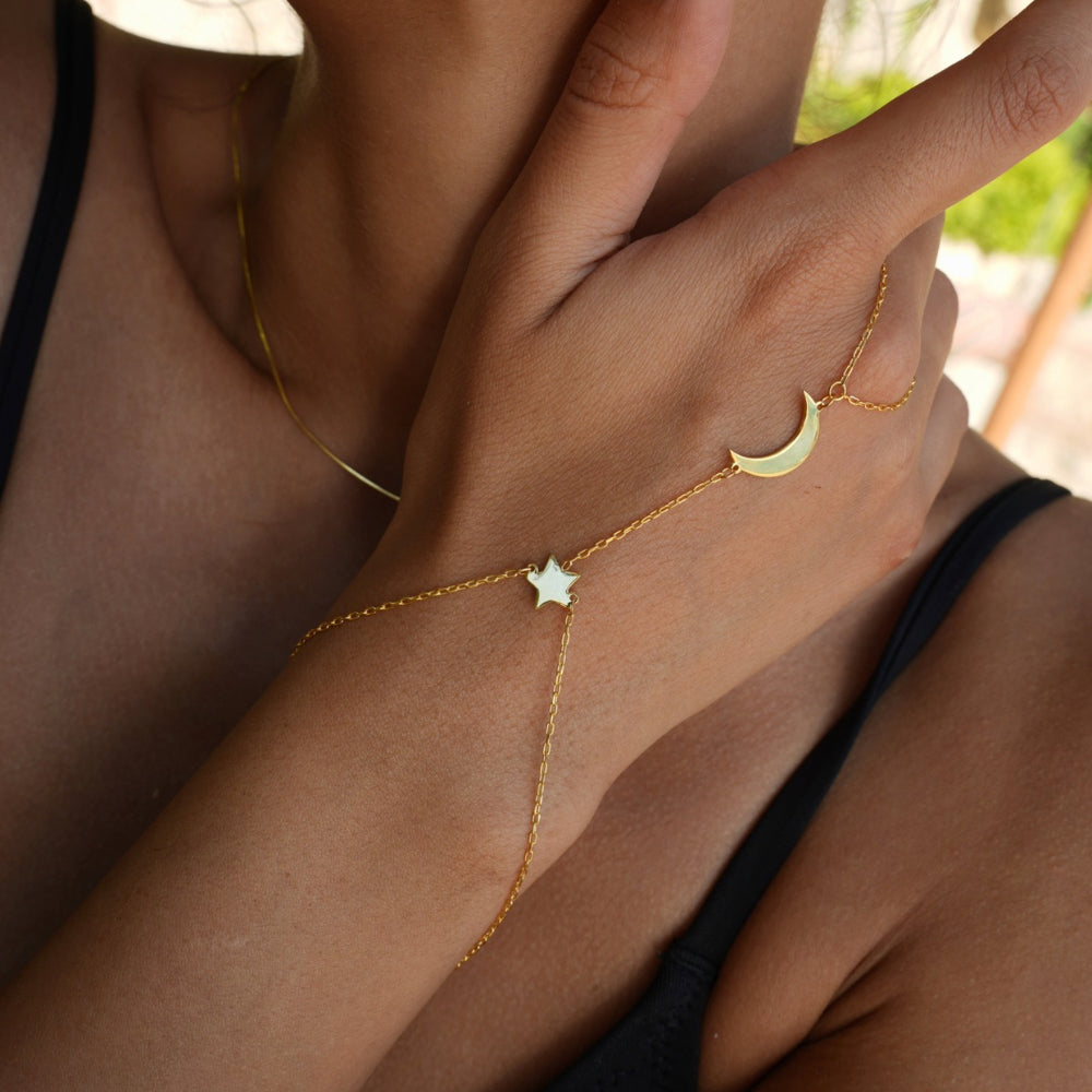 STJÄRNA MÅNE HANDÖKNING | 925 SILVER