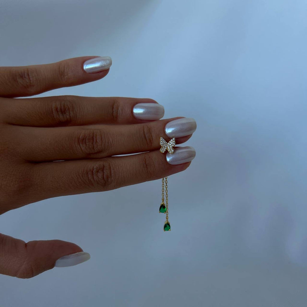 Grüne Schmetterling Ohrringe (7139593748525)