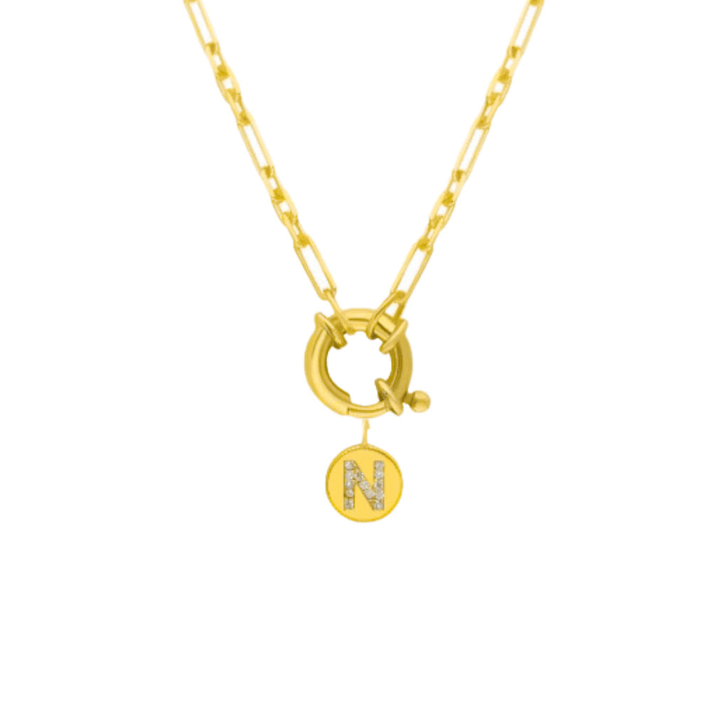 Chain Plättchen Zirkonia Buchstaben Halskette (7017448701997)