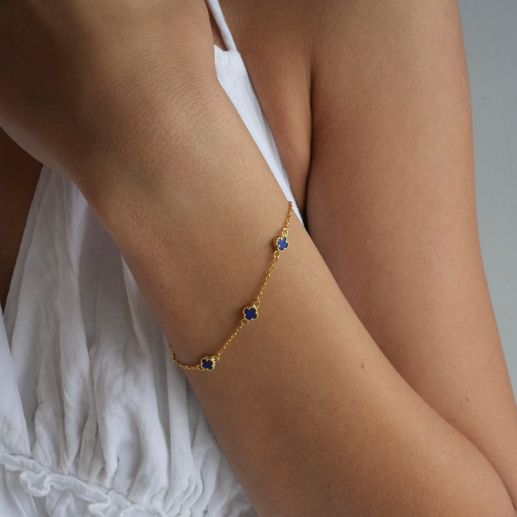 MINIMALT BLÅKLÖVER-ARMBAND | 925 SILVER