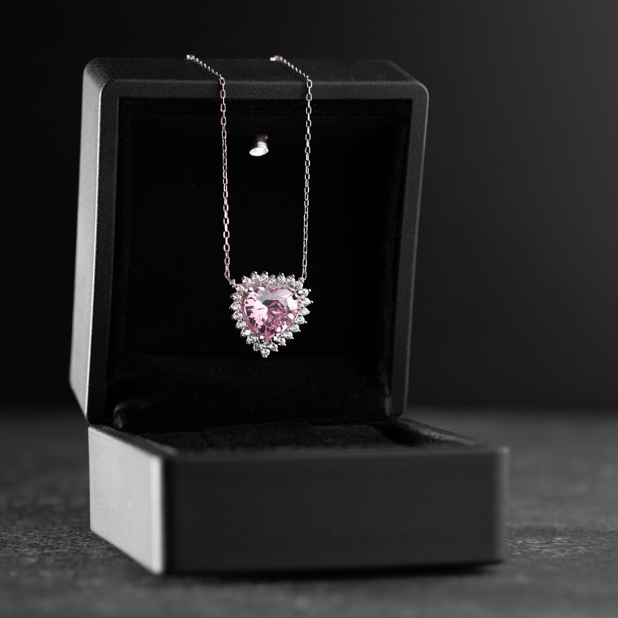 HJÄRTHALSBAND MED ROSA KRISTALL | 925 SILVER