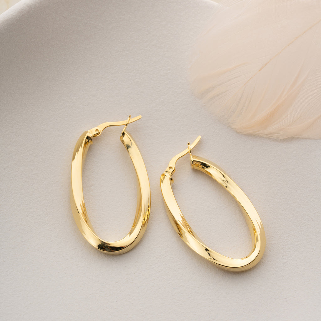 OVALA SPIRALGULD ÖRHÄNGEN | 925 SILVER