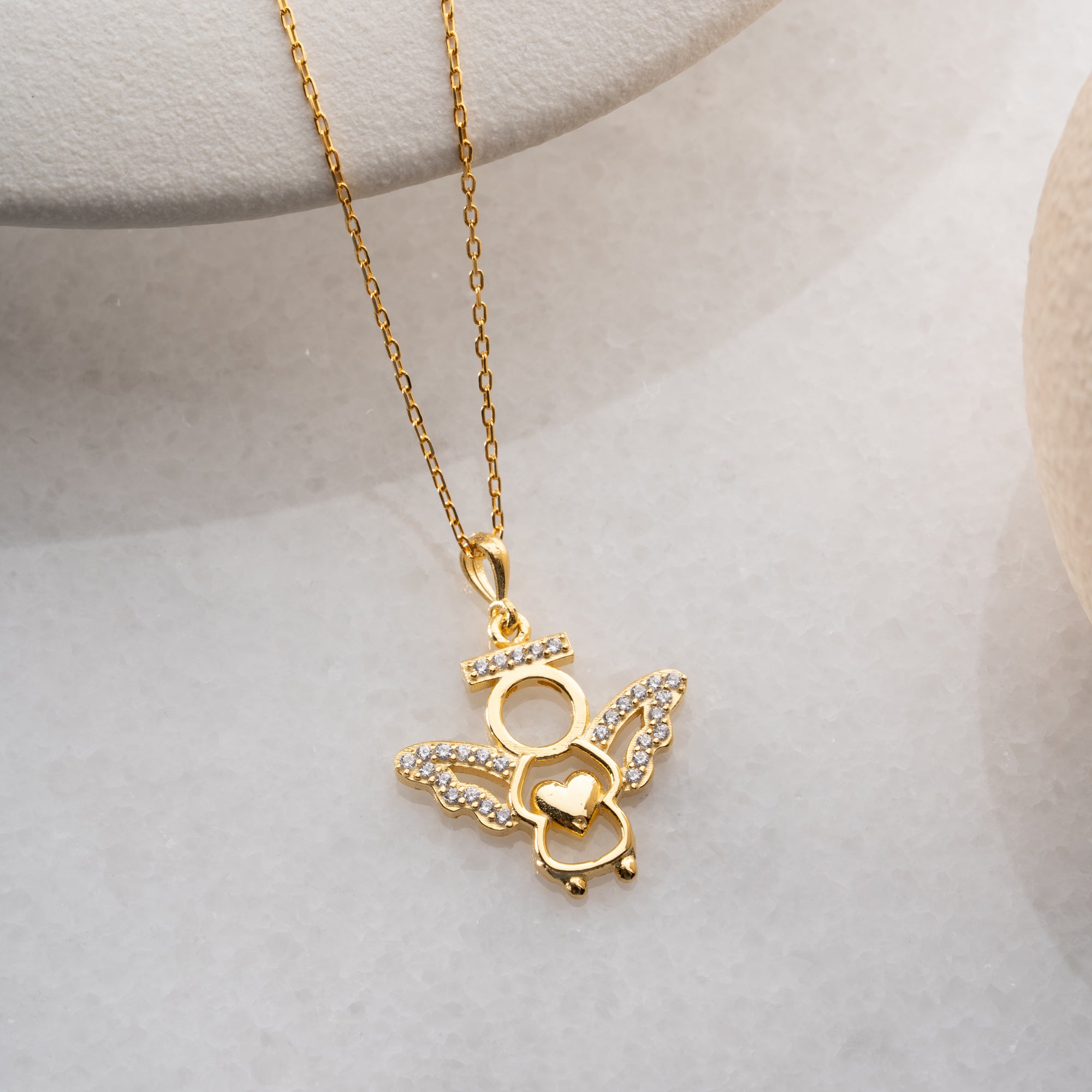 ÄNGEL MED HJÄRTA HALSBAND | 925 SILVER