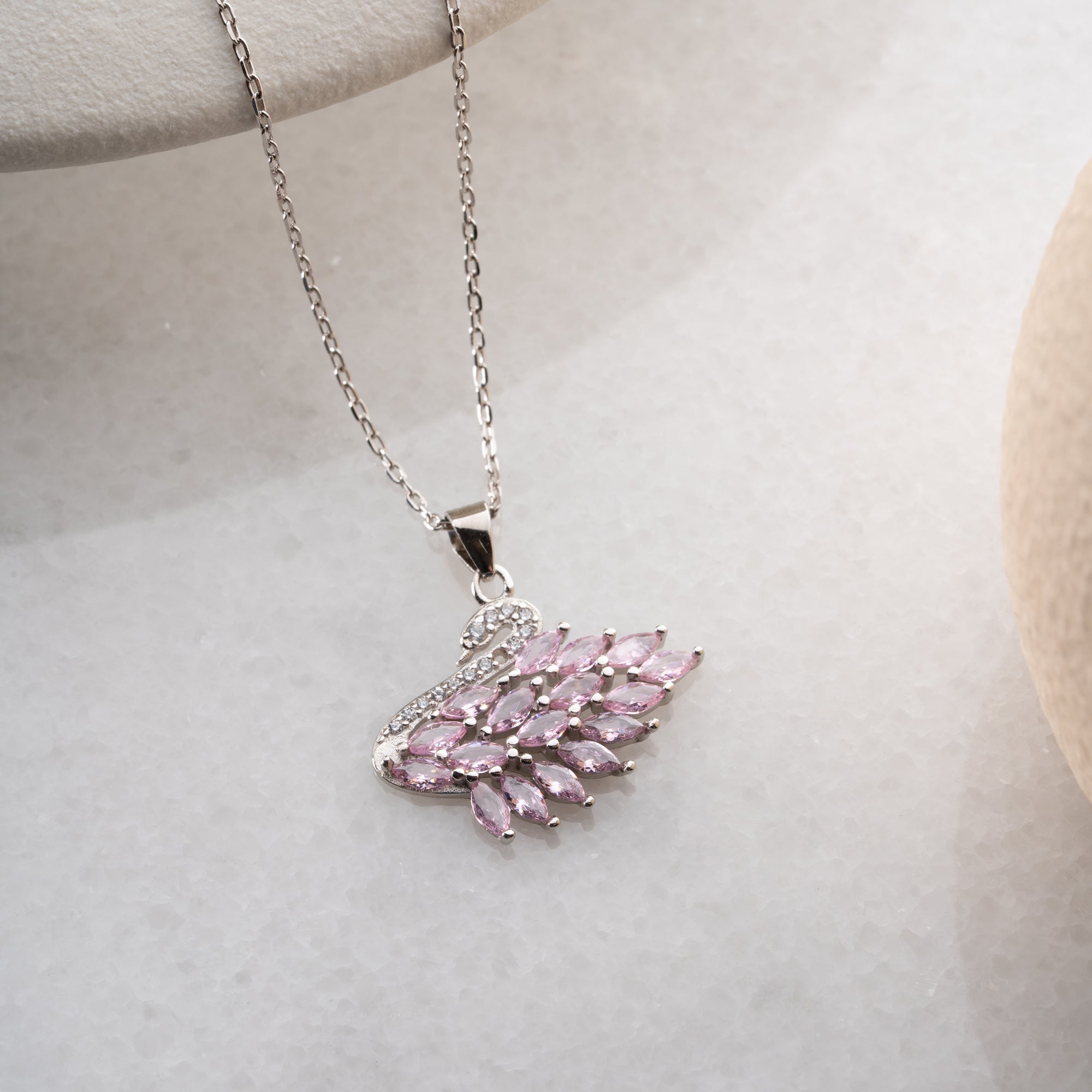 SVANHALSBAND MED ROSA ZIRKON | 925 SILVER