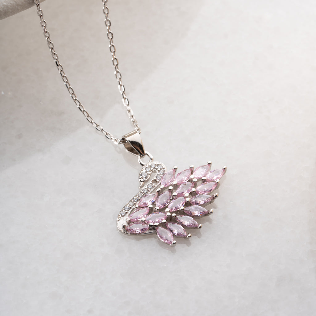 SVANHALSBAND MED ROSA ZIRKON | 925 SILVER