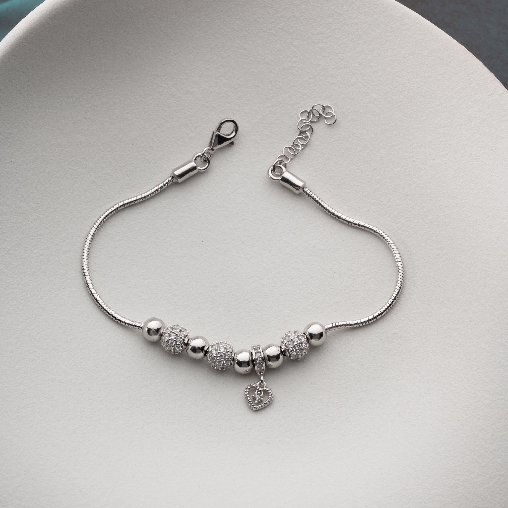 KULARMBAND MED HJÄRTA | 925 SILVER