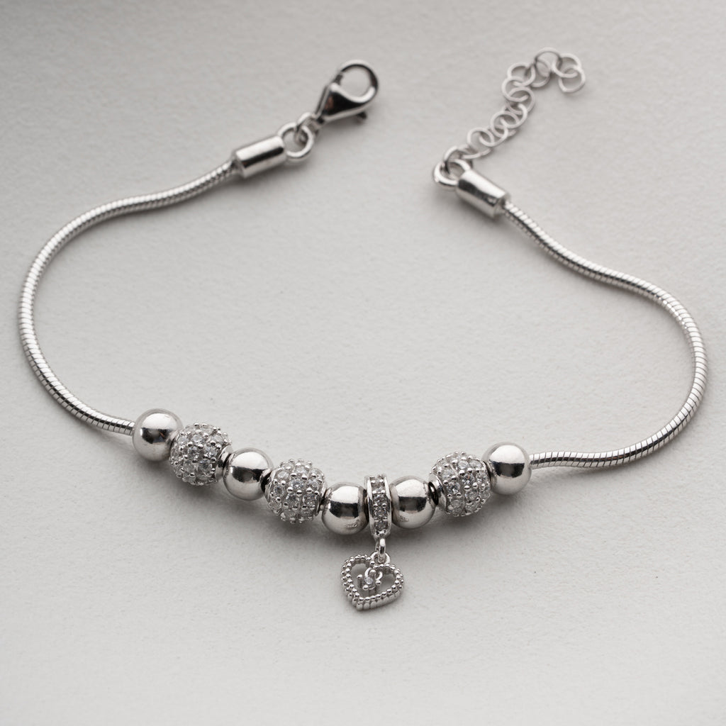 KULARMBAND MED HJÄRTA | 925 SILVER