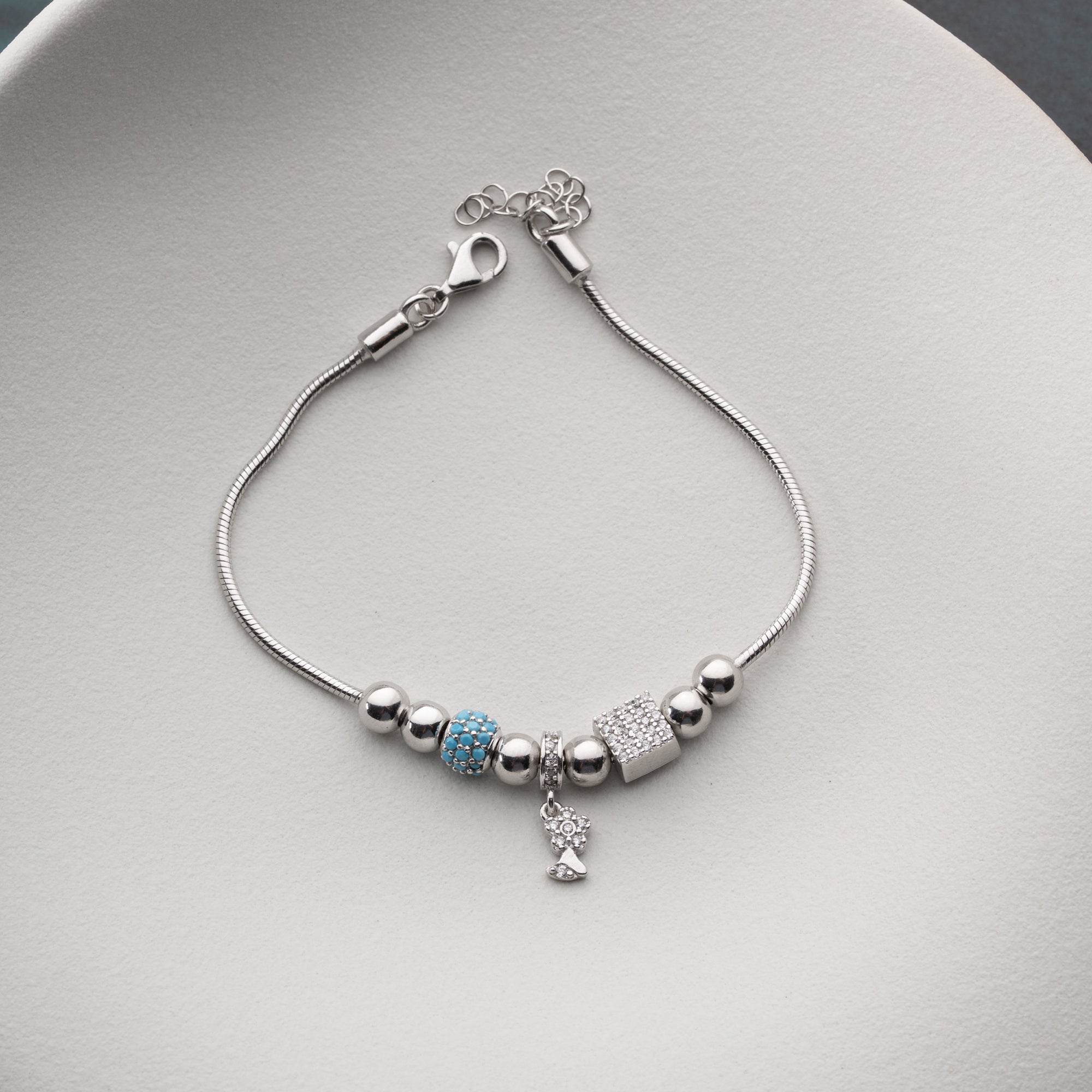 CHARMARMBAND MED ZIRKON | 925 SILVER