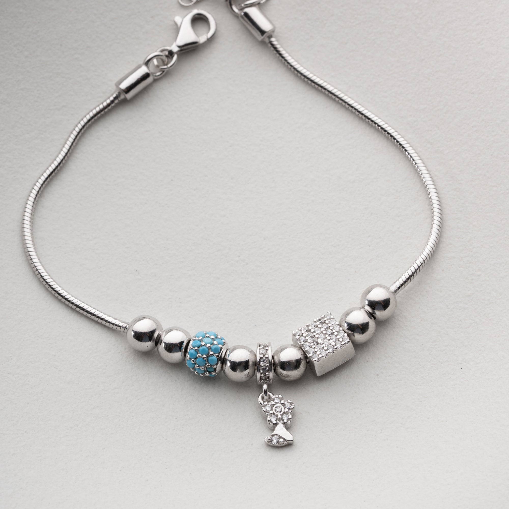 CHARMARMBAND MED ZIRKON | 925 SILVER