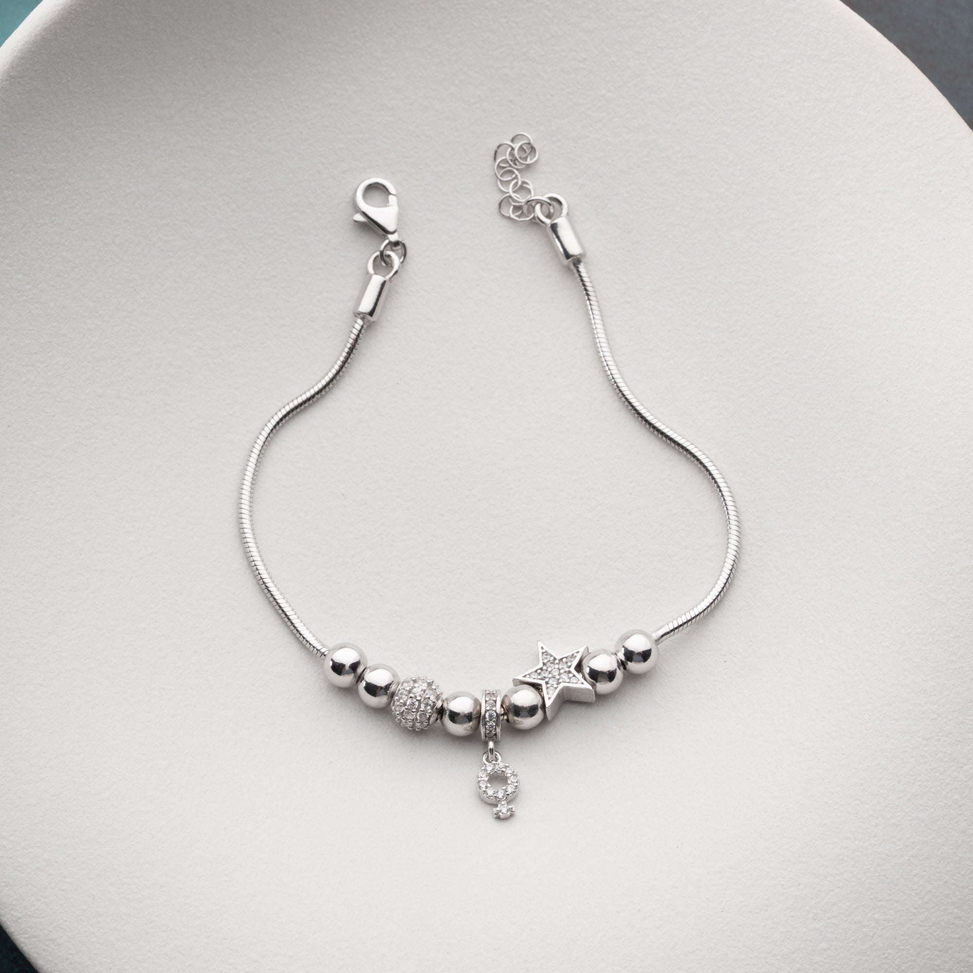 STJÄRNCHARMARMBAND MED ZIRKONER | 925 SILVER