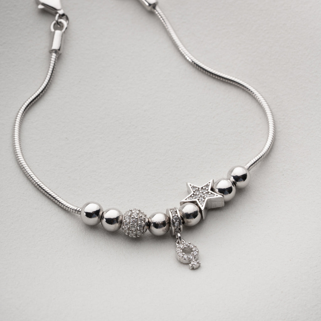 STJÄRNCHARMARMBAND MED ZIRKONER | 925 SILVER
