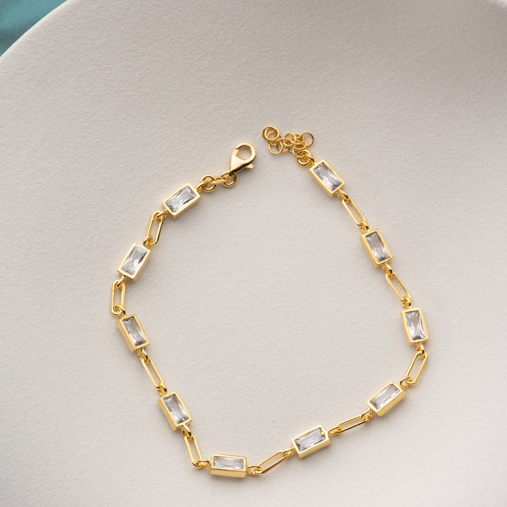 ARMBAND MED FLERA BAGUETTZIRKONER | 925 SILVER