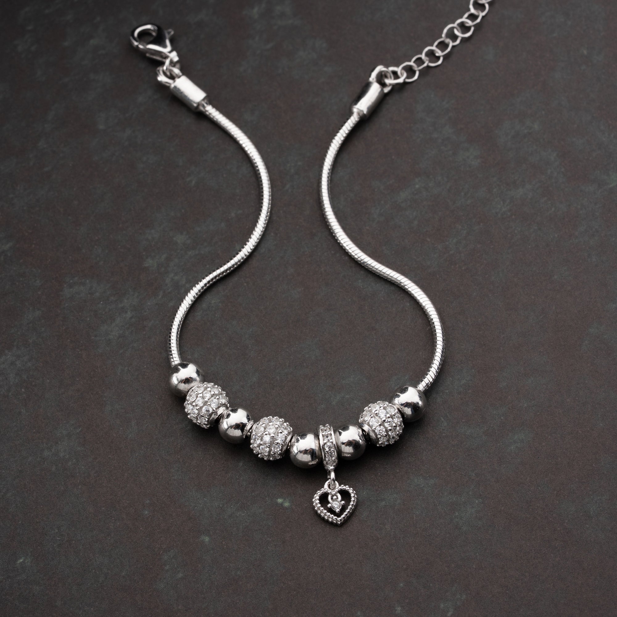 KULARMBAND MED HJÄRTA | 925 SILVER