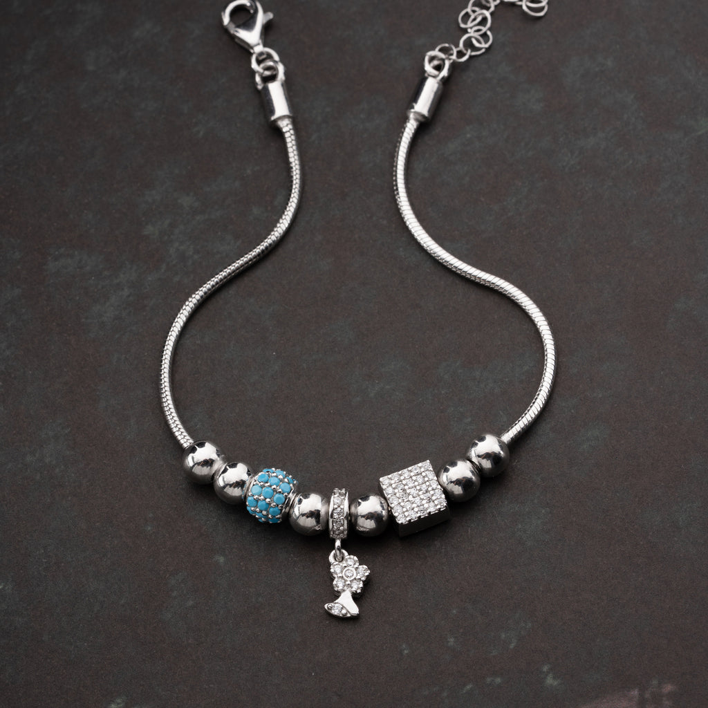 CHARMARMBAND MED ZIRKON | 925 SILVER