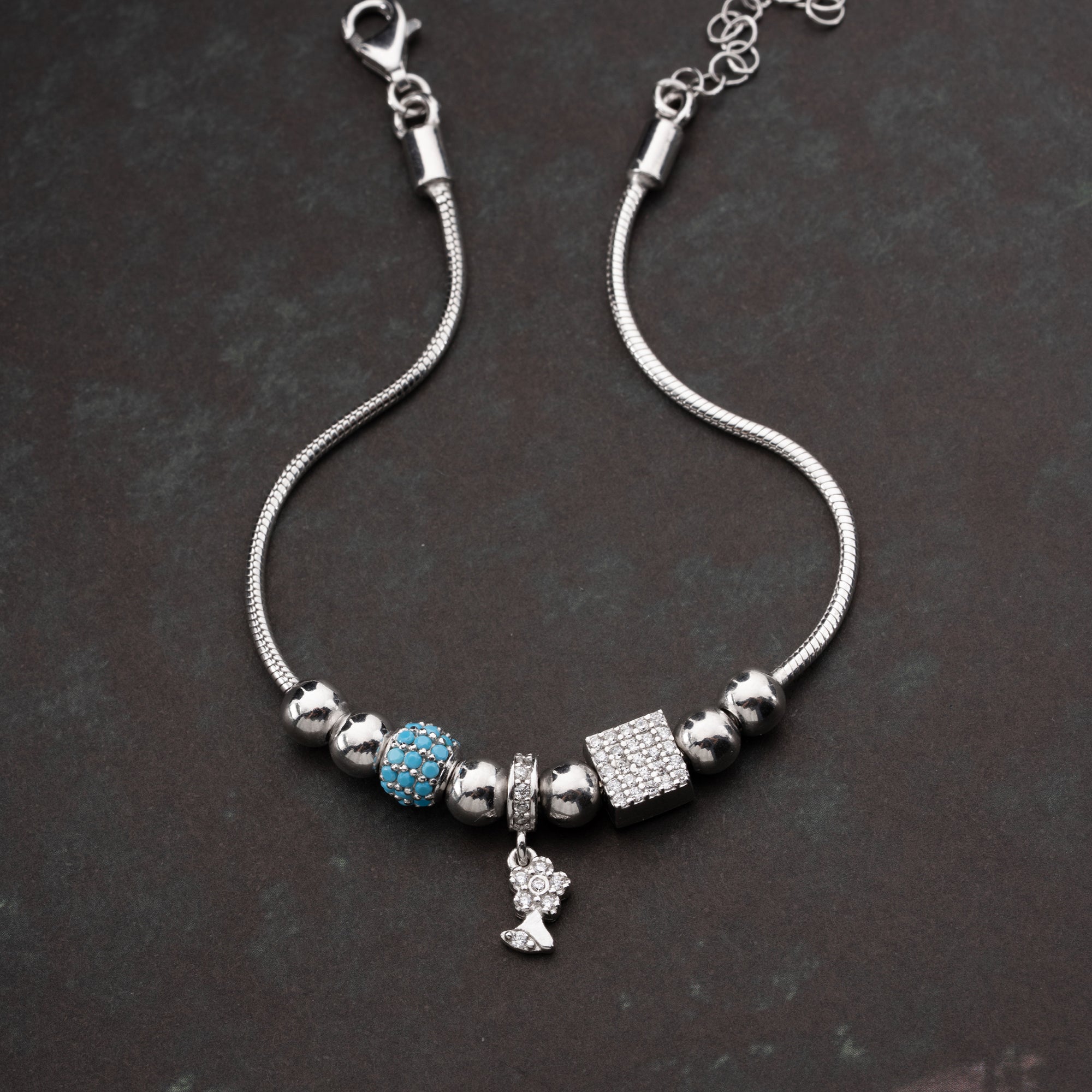 CHARMARMBAND MED ZIRKON | 925 SILVER