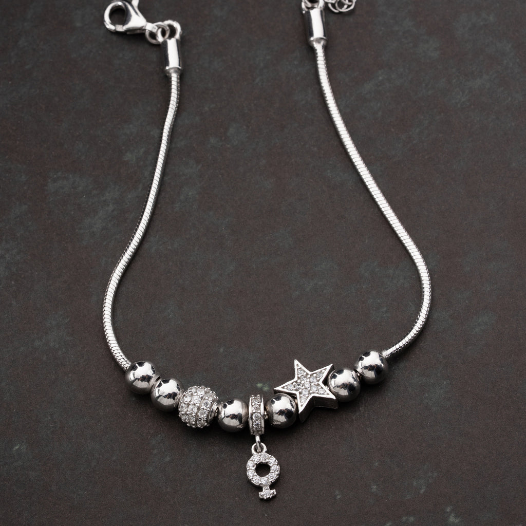 STJÄRNCHARMARMBAND MED ZIRKONER | 925 SILVER