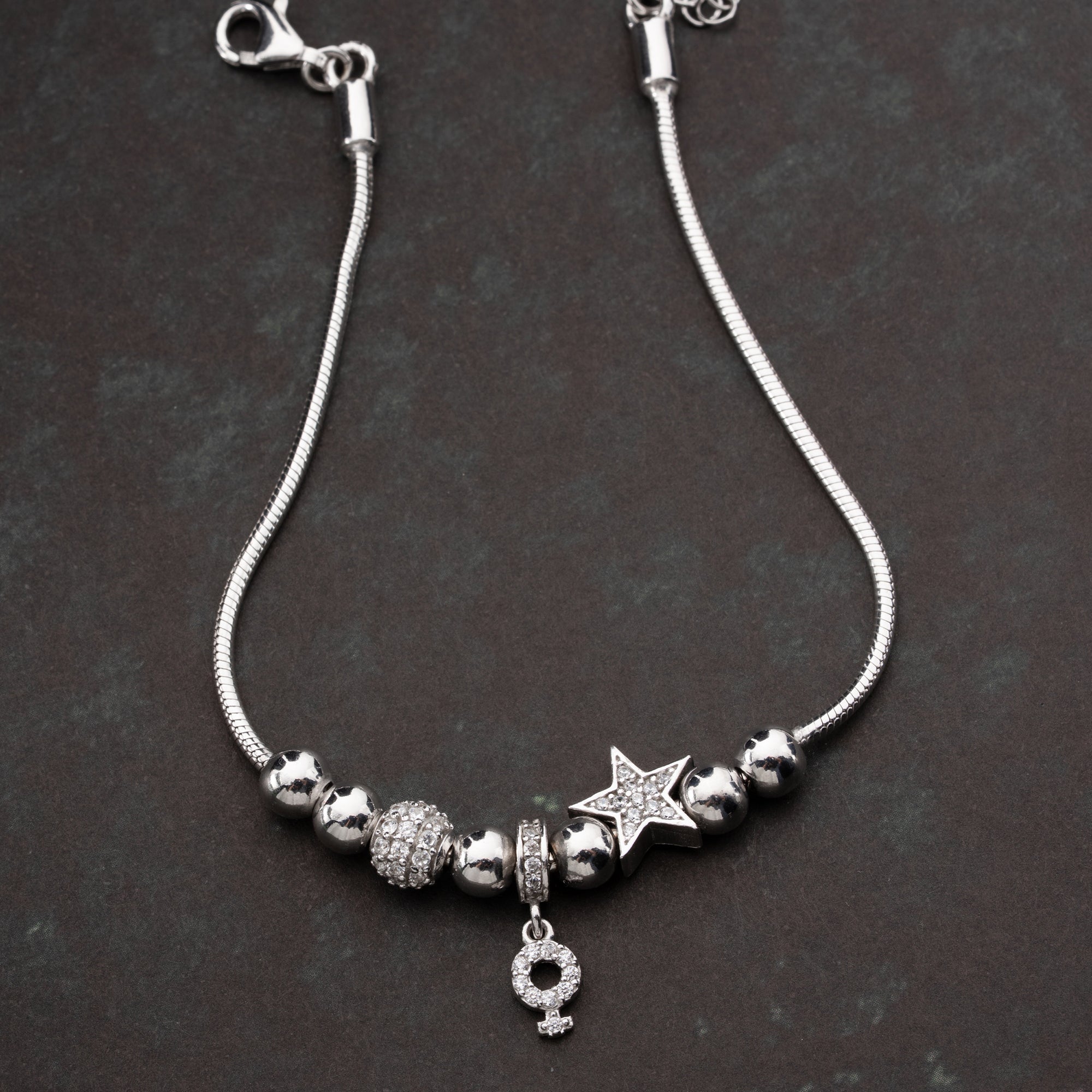 STJÄRNCHARMARMBAND MED ZIRKONER | 925 SILVER