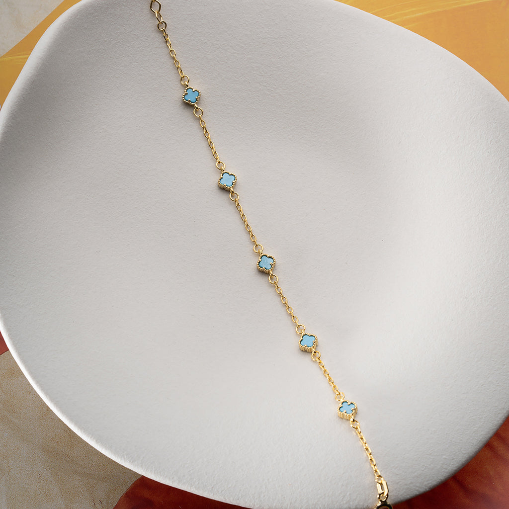 MINIMAL TURKOS KLÖVER ARMBAND | 925 SILVER