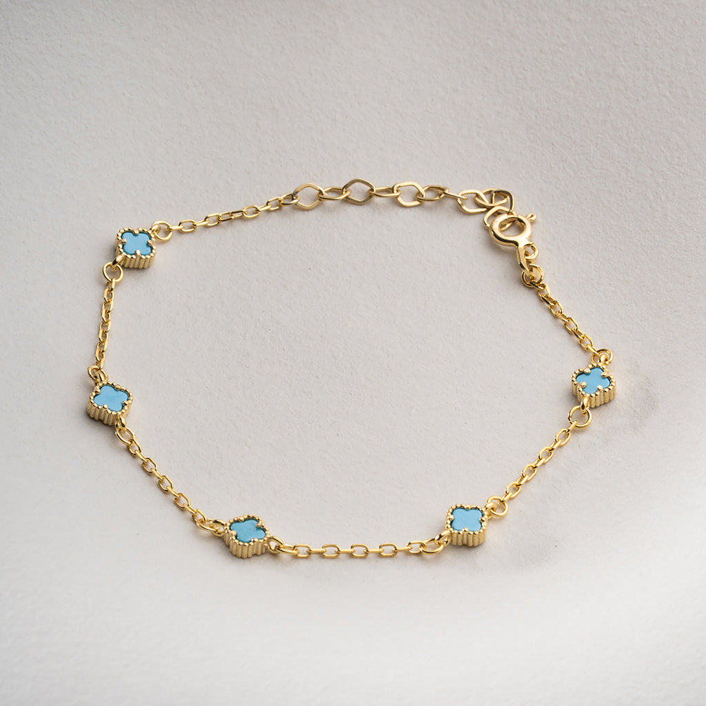 MINIMAL TURKOS KLÖVER ARMBAND | 925 SILVER