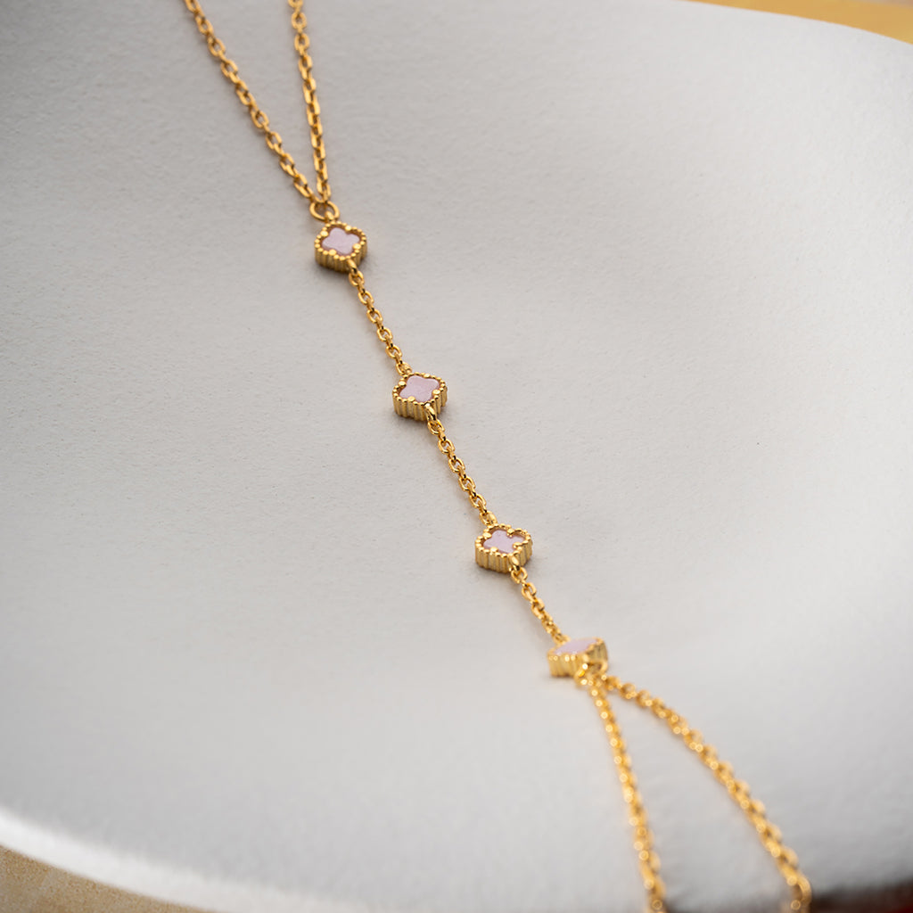 MINI KLÖVER ROSA HANDKEDJA | 925 SILVER