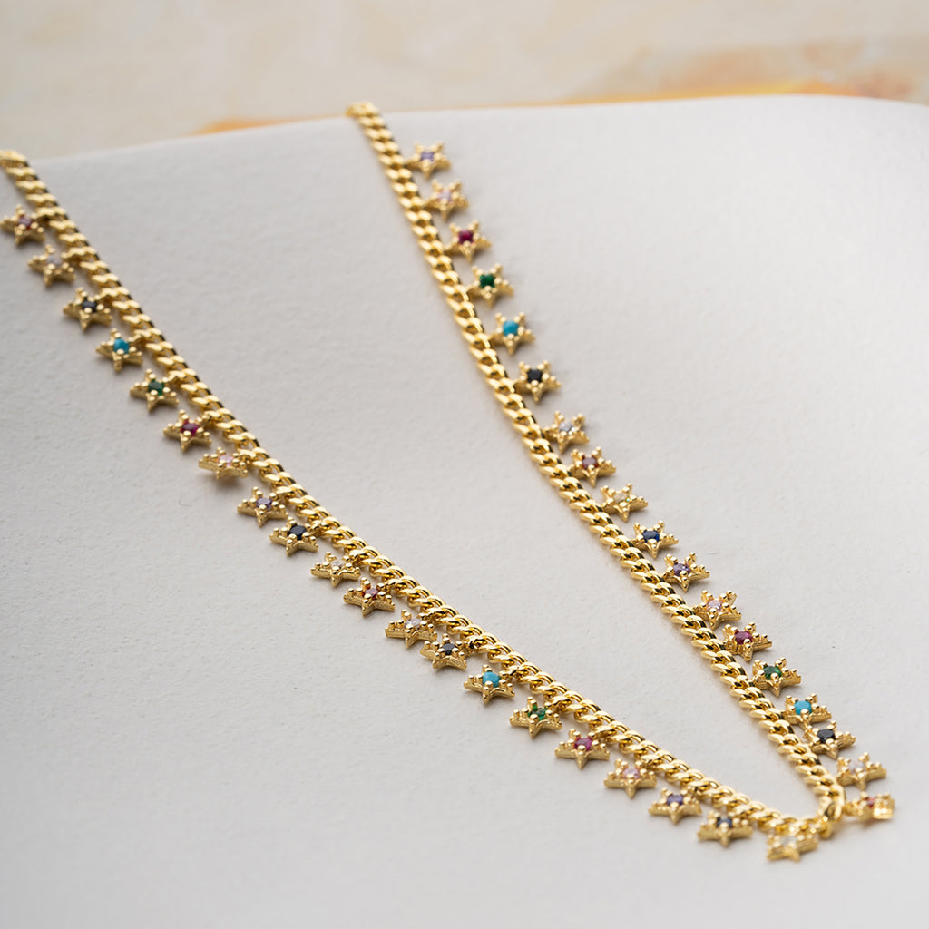 MIE STERN FÄRGfullt HALSHALSE | 925 SILVER 