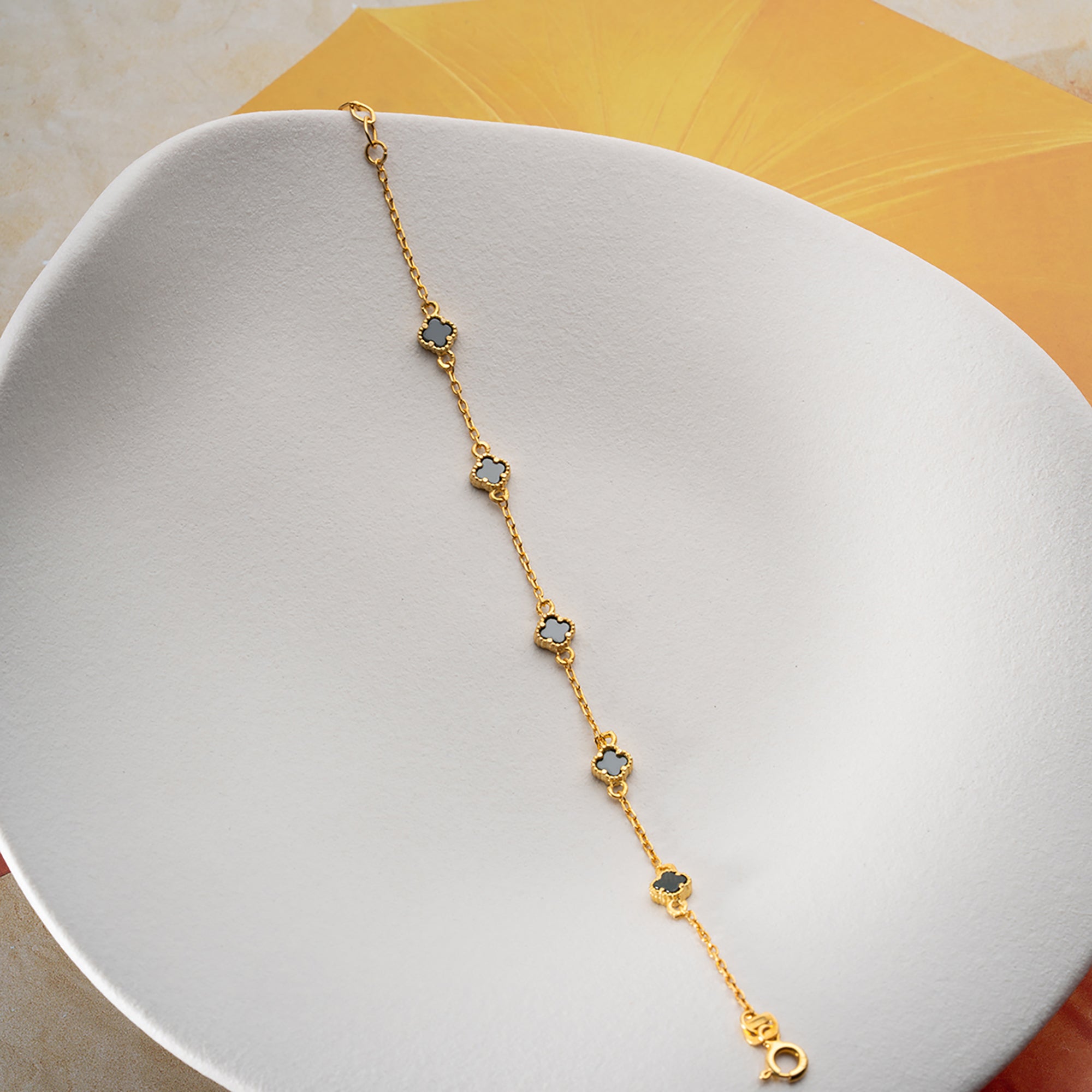 MINIMAL GRÖN KLÖVER ARMBAND | 925 SILVER