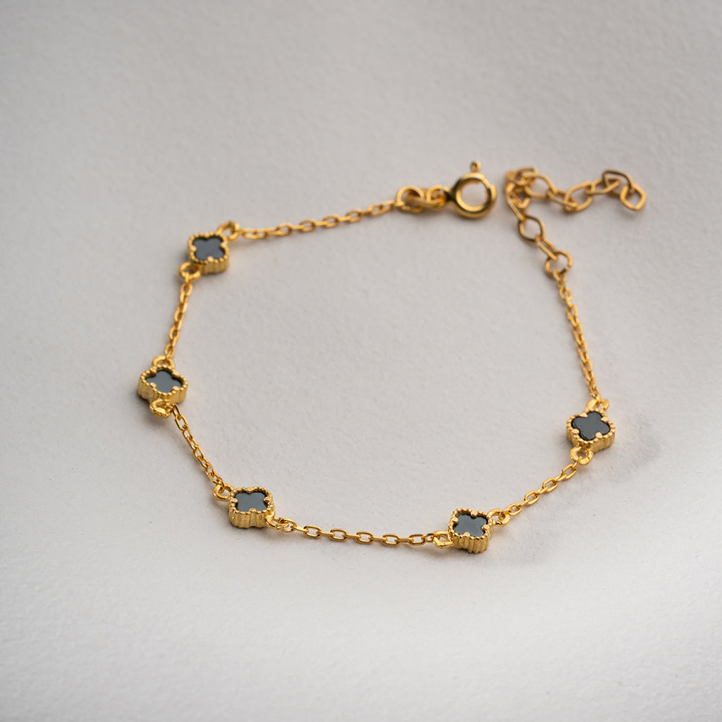 MINIMAL GRÖN KLÖVER ARMBAND | 925 SILVER