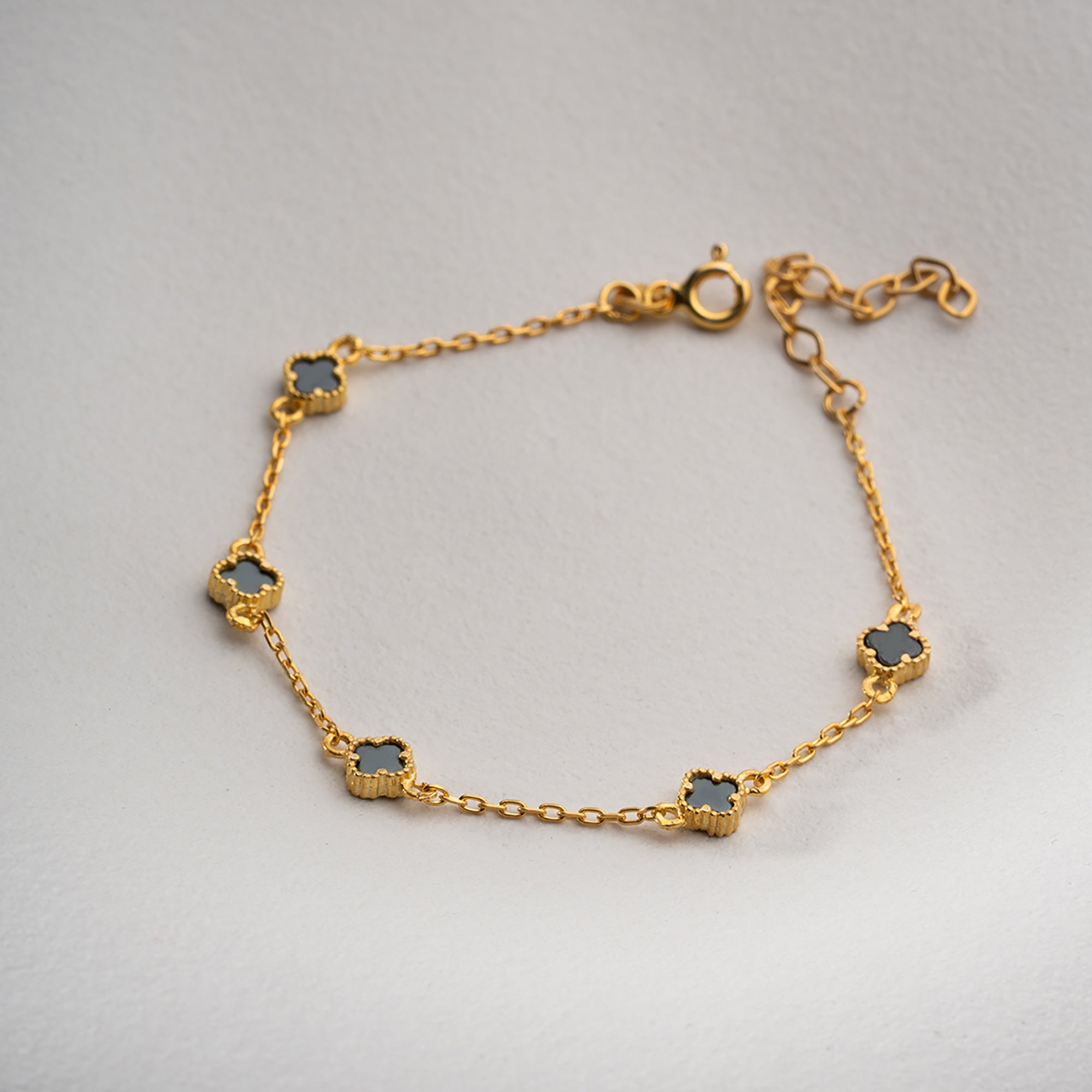 MINIMAL GRÖN KLÖVER ARMBAND | 925 SILVER