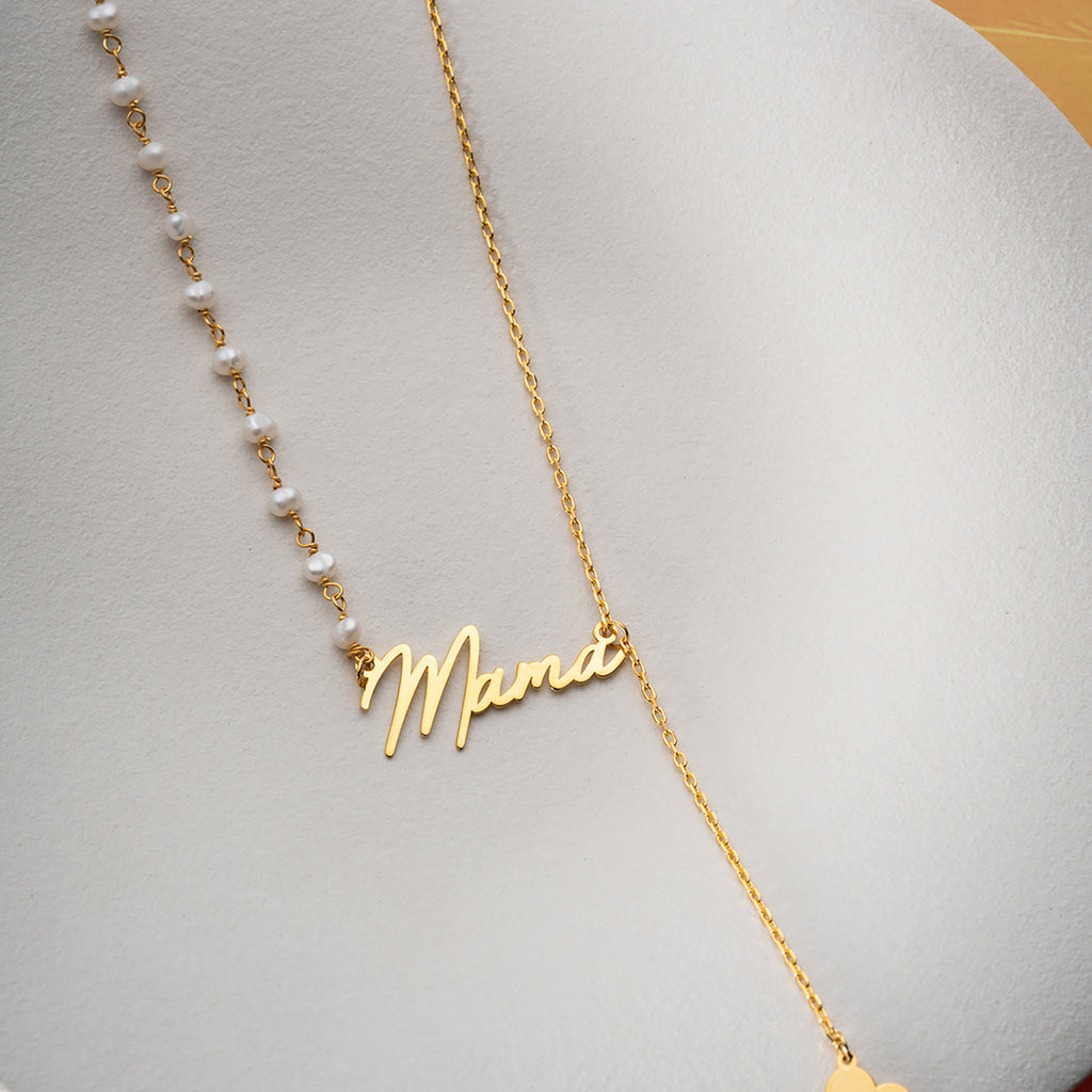 PÄRLHJÄRTA NAMNKRAGE | 925 SILVER 