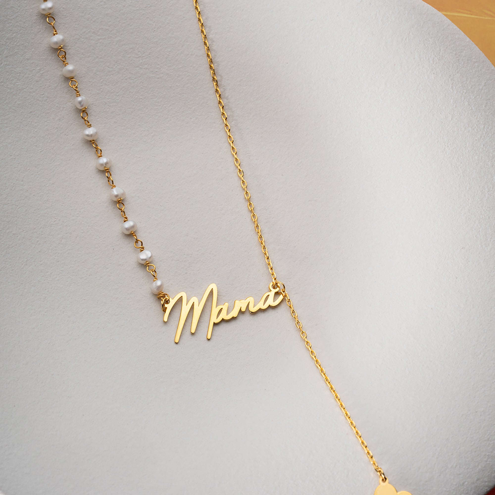 PÄRLHJÄRTA NAMNKRAGE | 925 SILVER 