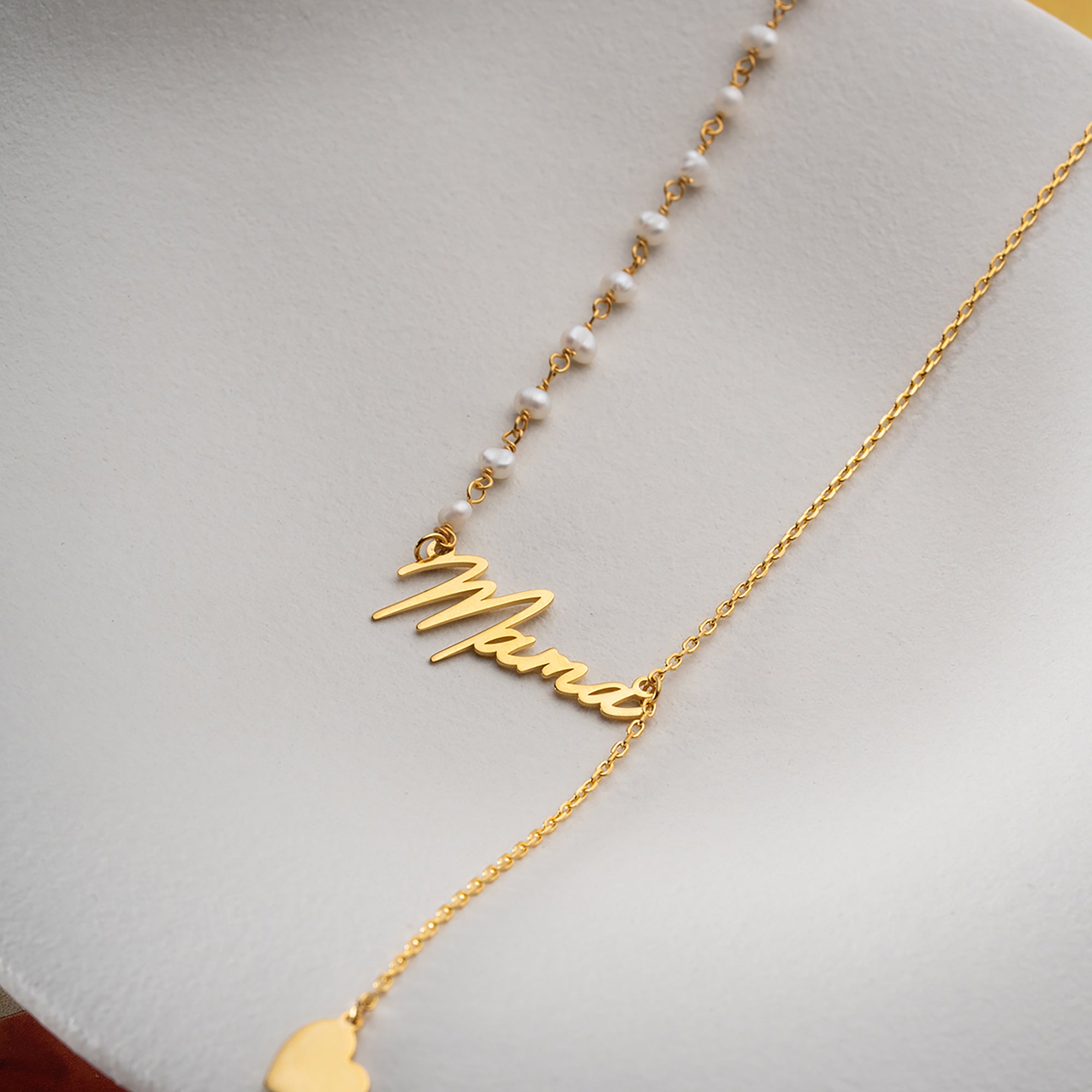 PÄRLHJÄRTA NAMNKRAGE | 925 SILVER 