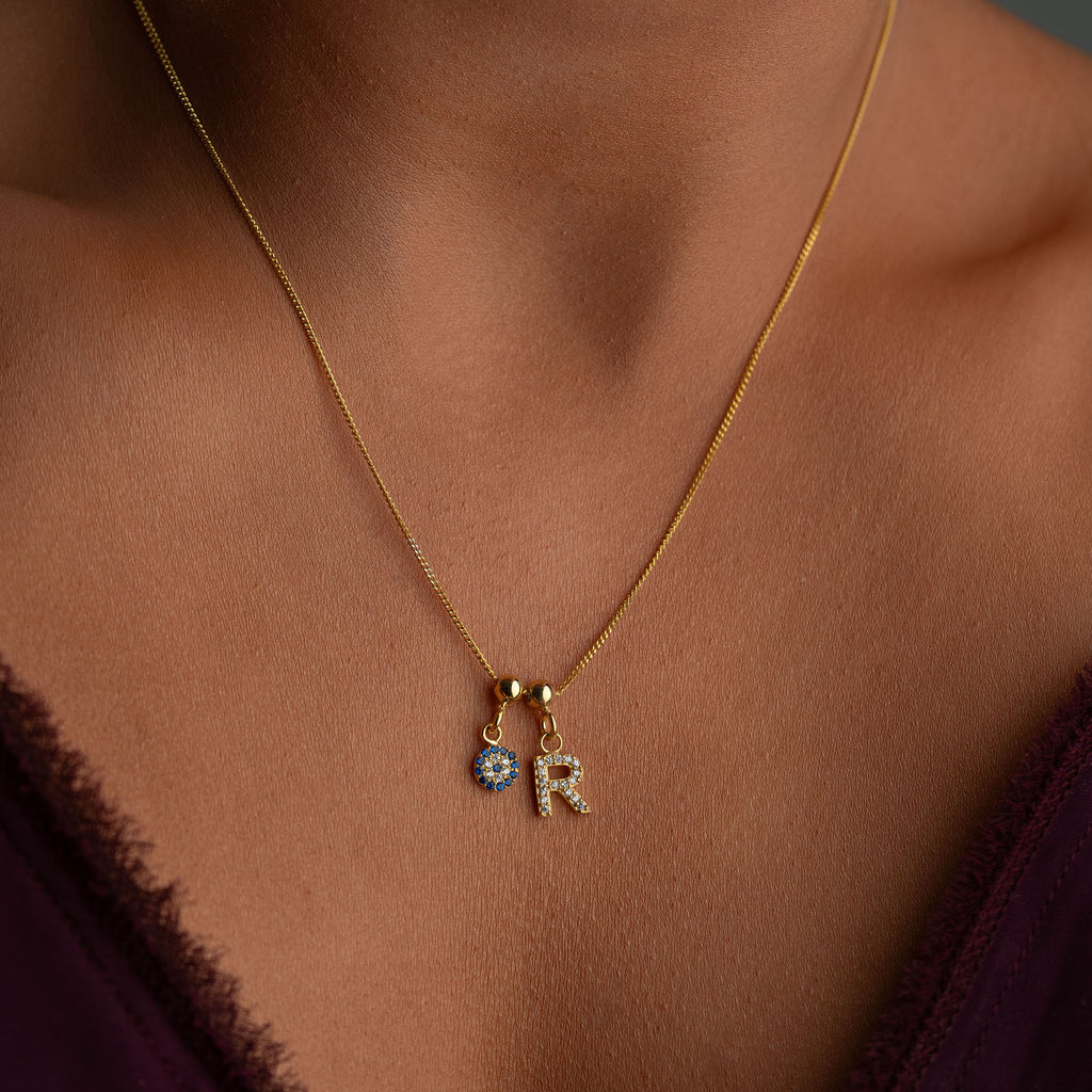 EVIL EYE INITIAL HALSBAND | 925 SILVER