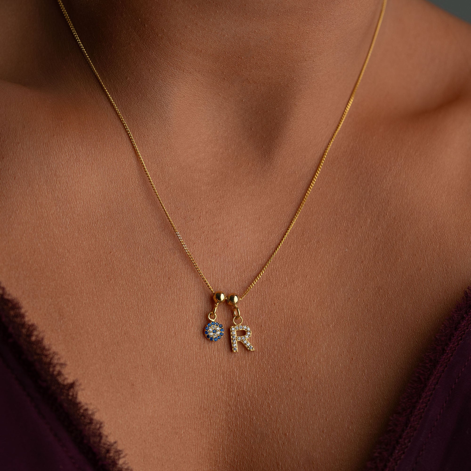 EVIL EYE INITIAL HALSBAND | 925 SILVER