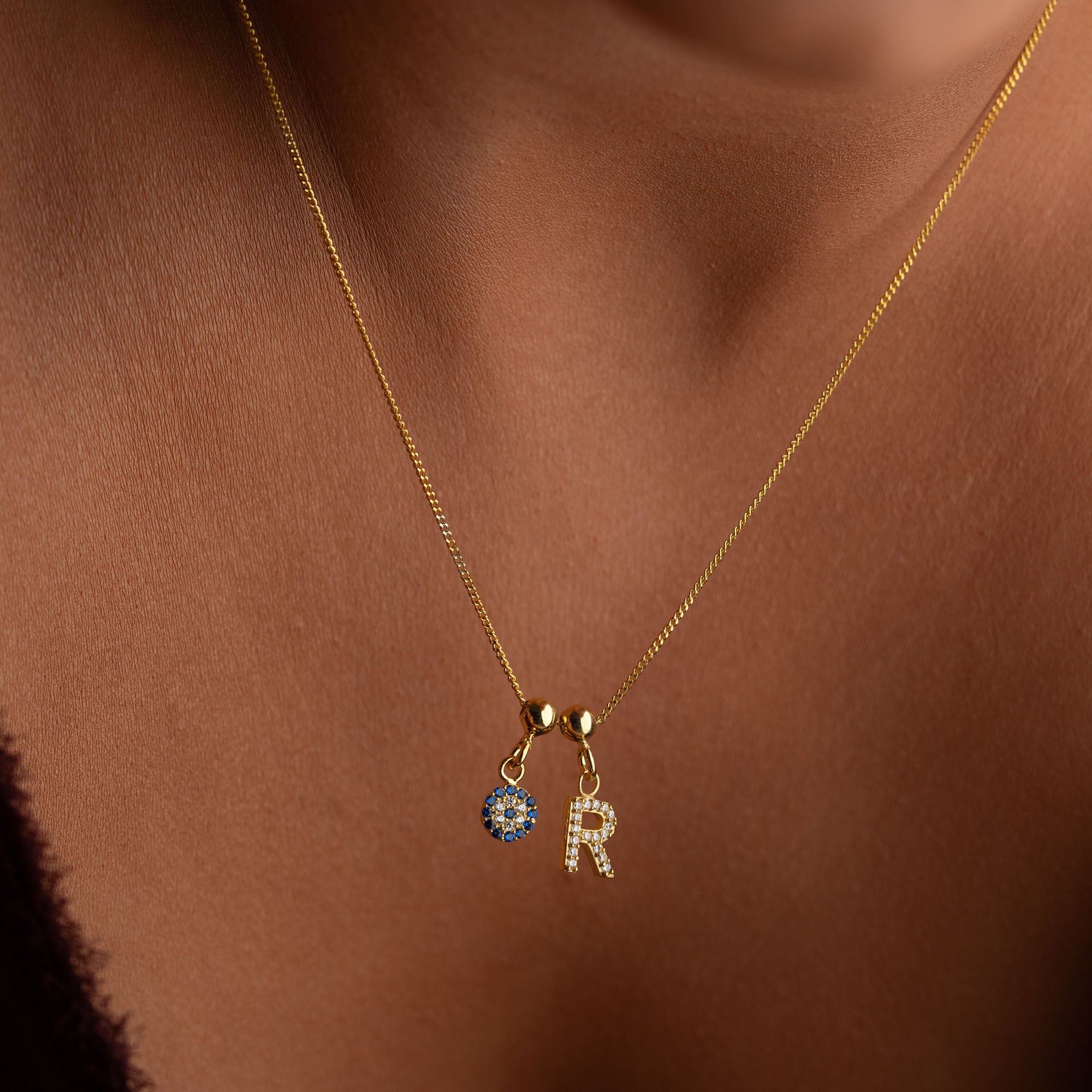 EVIL EYE INITIAL HALSBAND | 925 SILVER