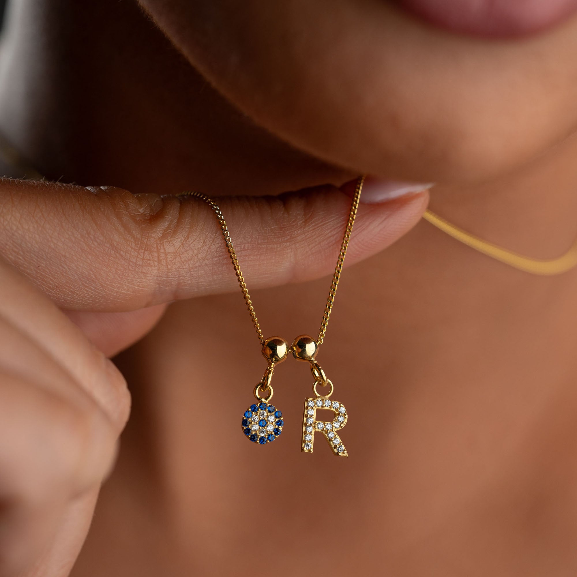 EVIL EYE INITIAL HALSBAND | 925 SILVER