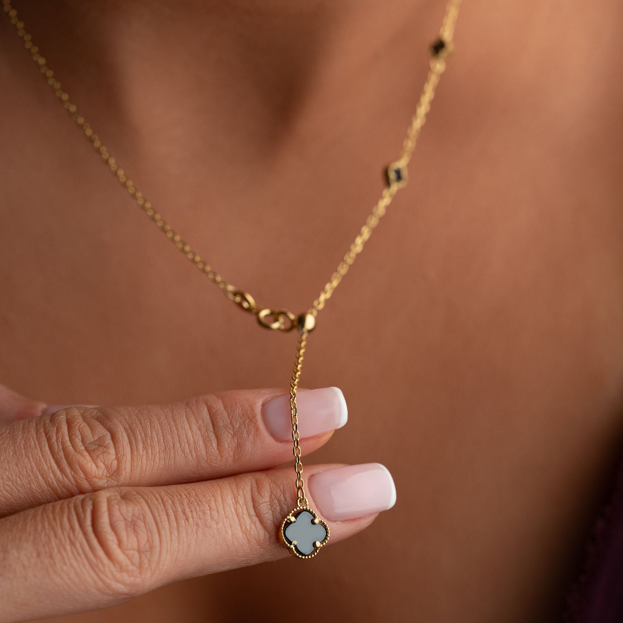 MIDNIGHT CLOVER Y HALSBAND | 925 SILVER