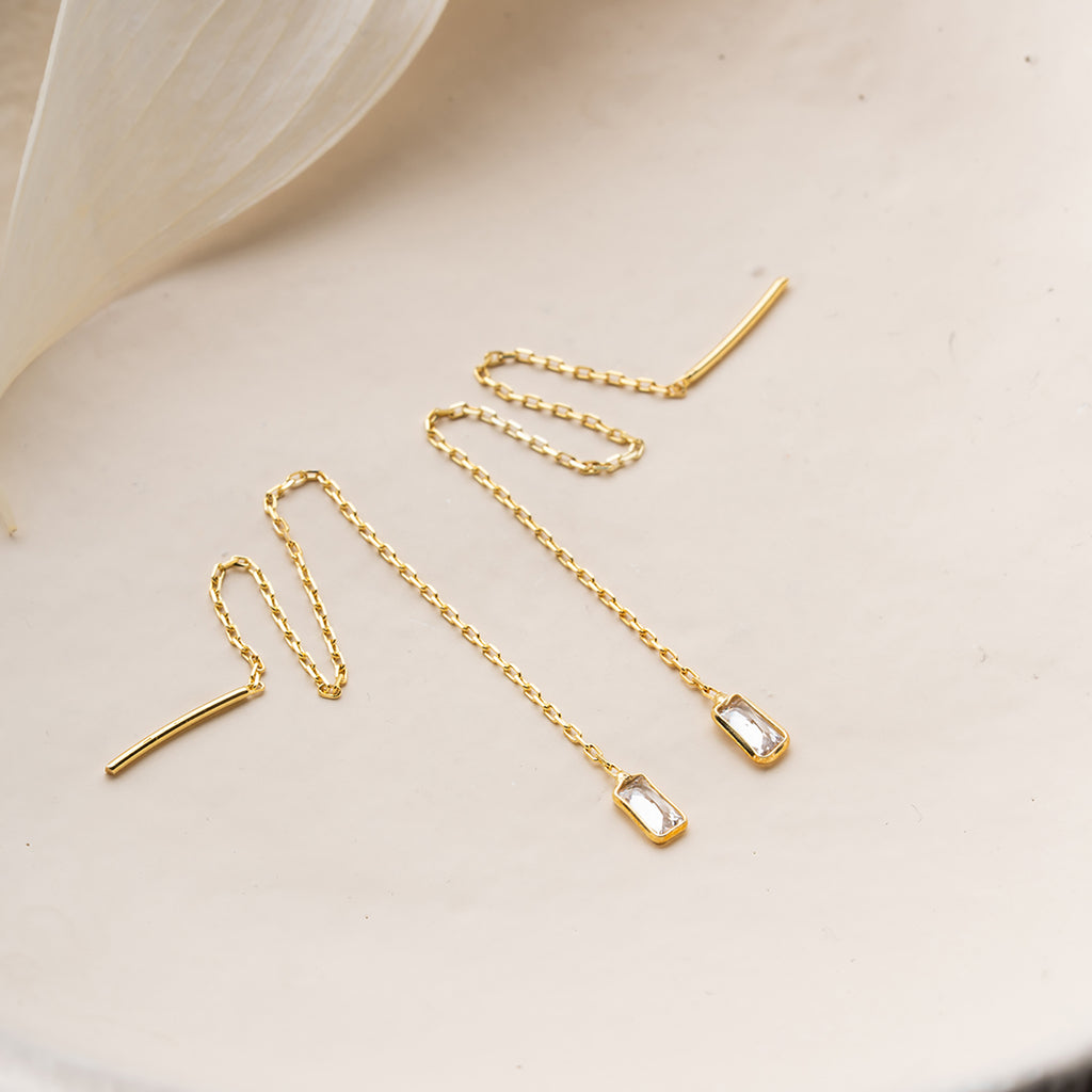 MINI BAGEUETTE ÖRONHÄNGAR | 925 SILVER