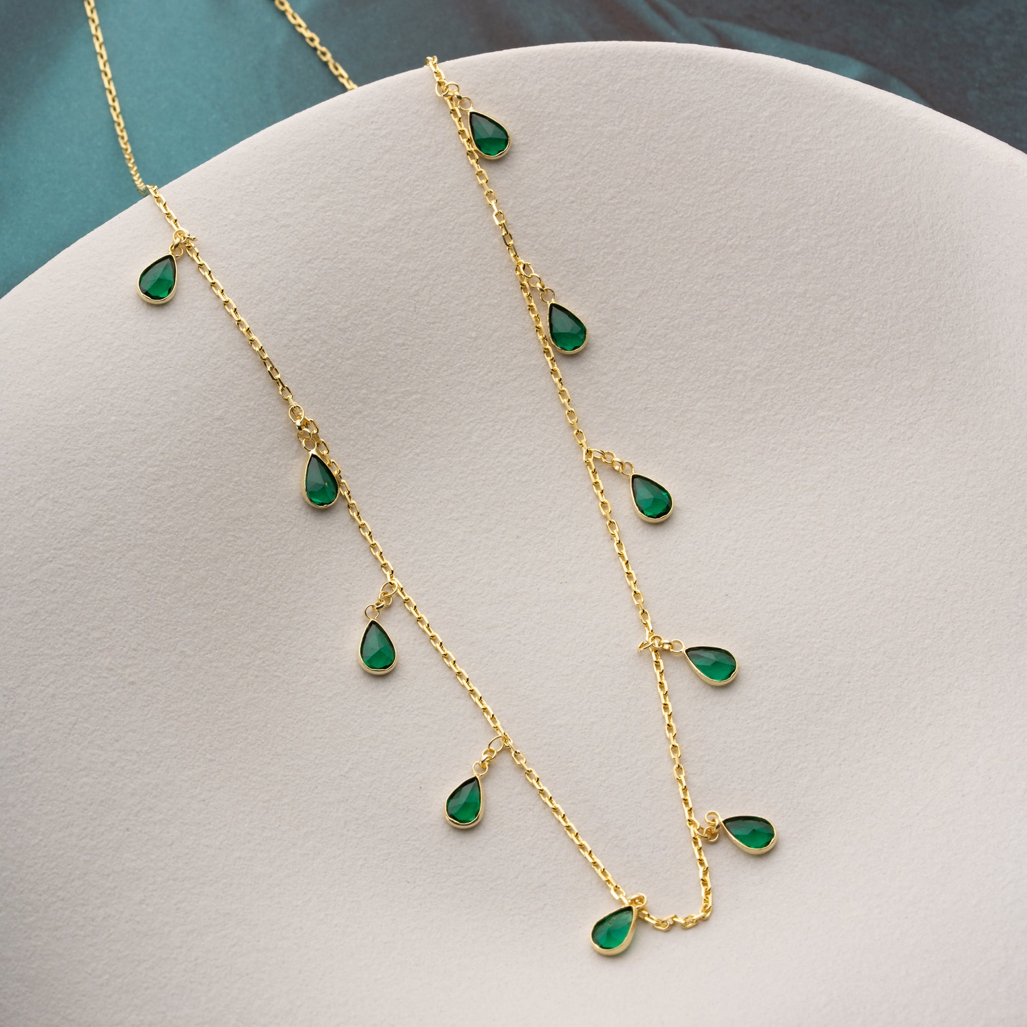 EMERALD DROP HALSBAND | 925 SILVER