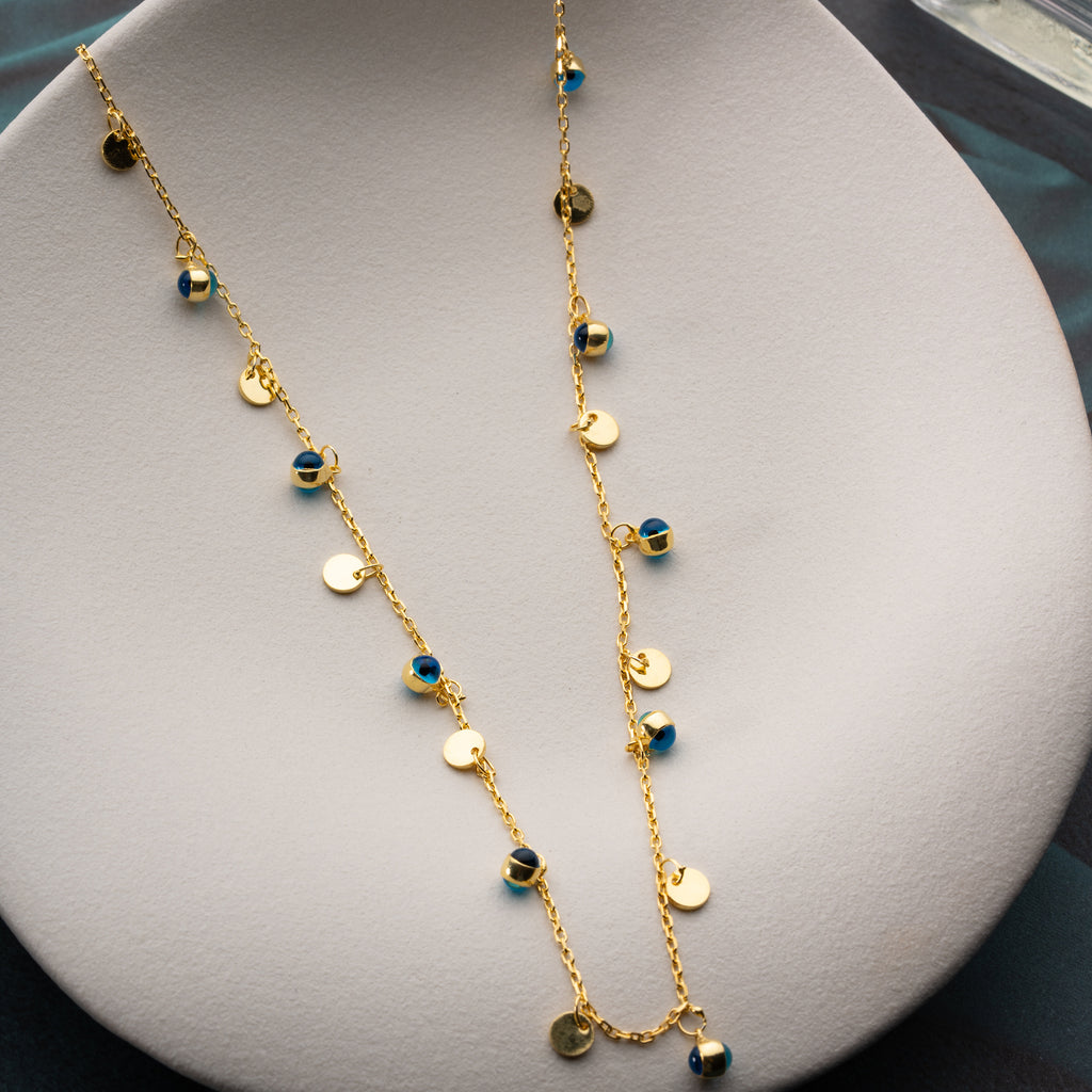 HALSBAND MED NAZAR OCH PLATTA | 925 SILVER