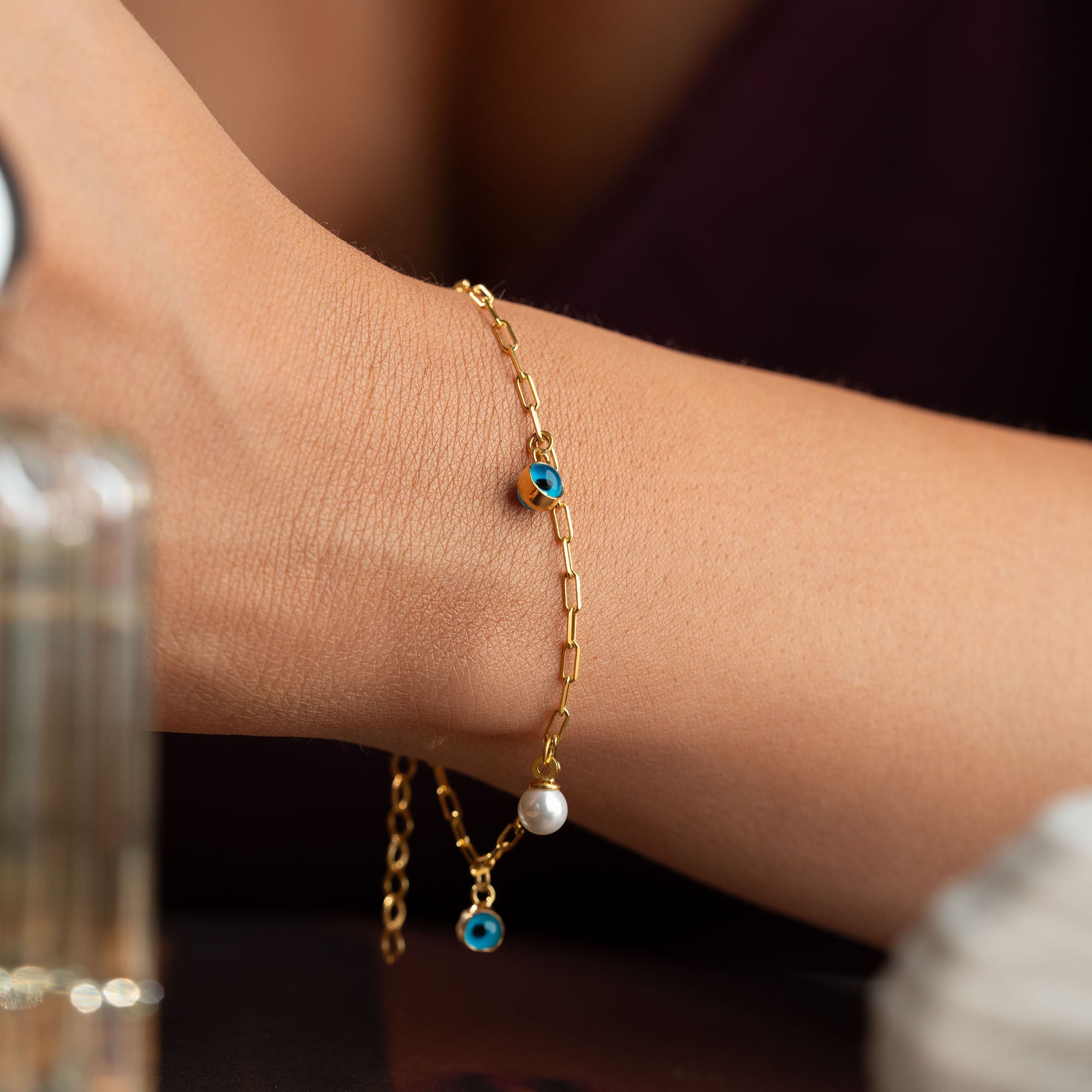 AURA NAZAR & PEARL ARMBAND | 925 SILVER
