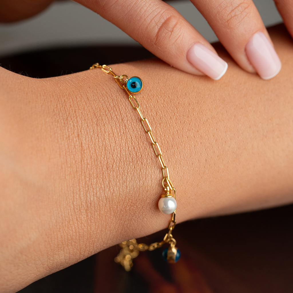 AURA NAZAR & PEARL ARMBAND | 925 SILVER