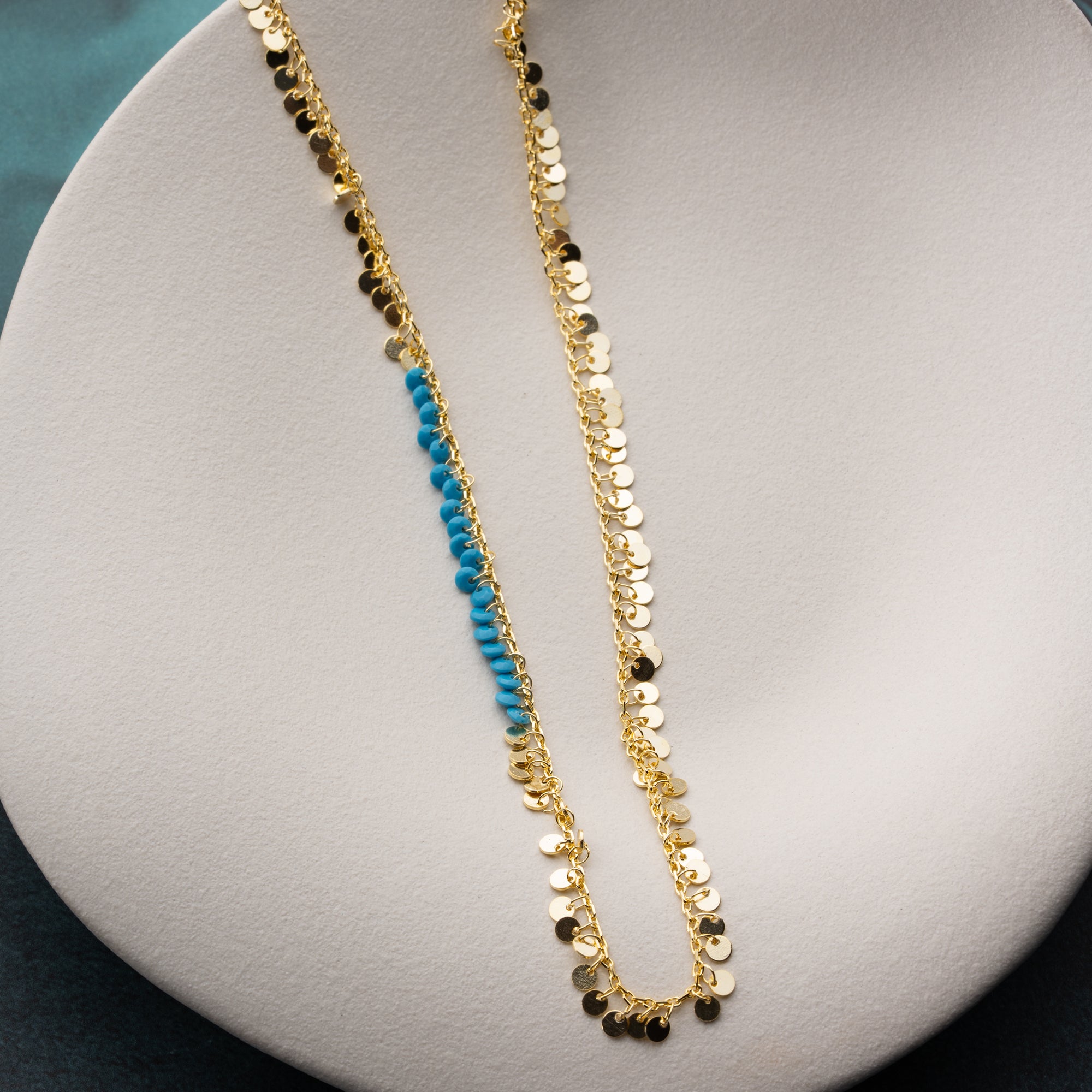 HALSBAND MED TURKOSPÄRLA OCH PLATTA | 925 SILVER