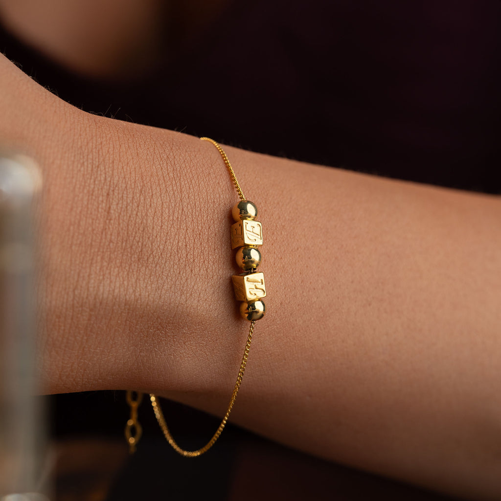 DUO INITIAL CUBE ARMBAND | 925 SILVER