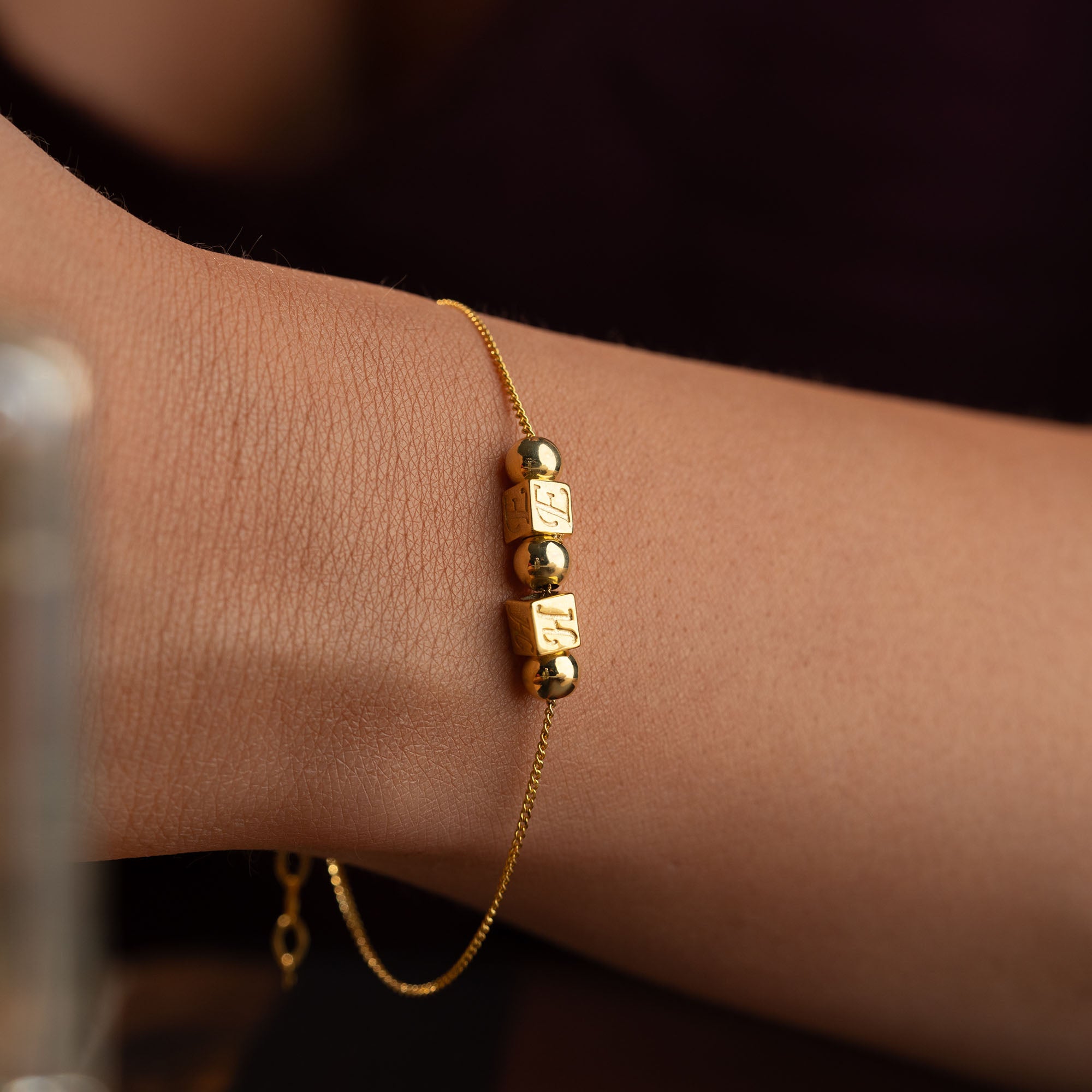 DUO INITIAL CUBE ARMBAND | 925 SILVER